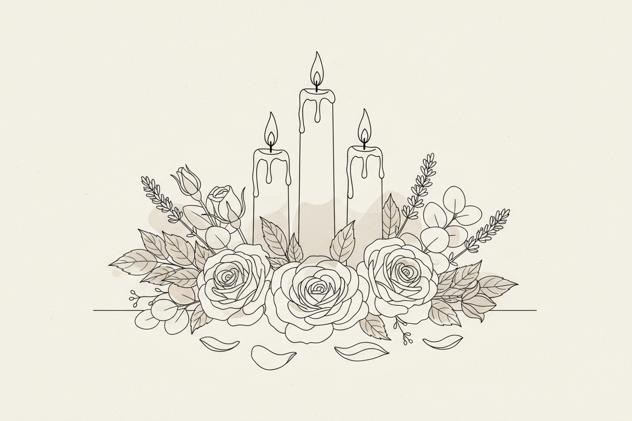 less colour please with some flowers around the candles